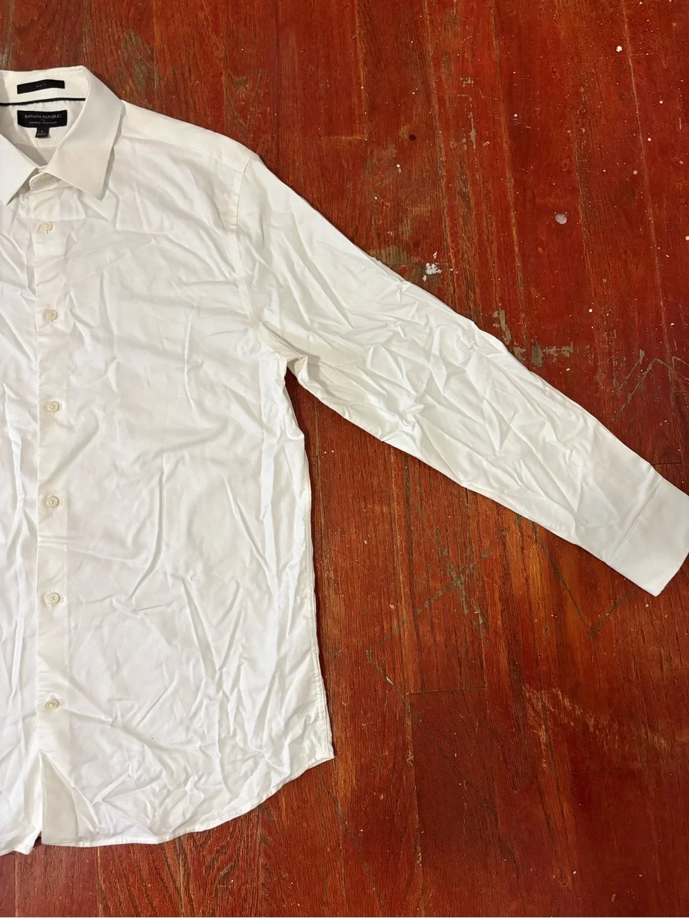 Banana Republic White Long-Sleeve Dress Shirt